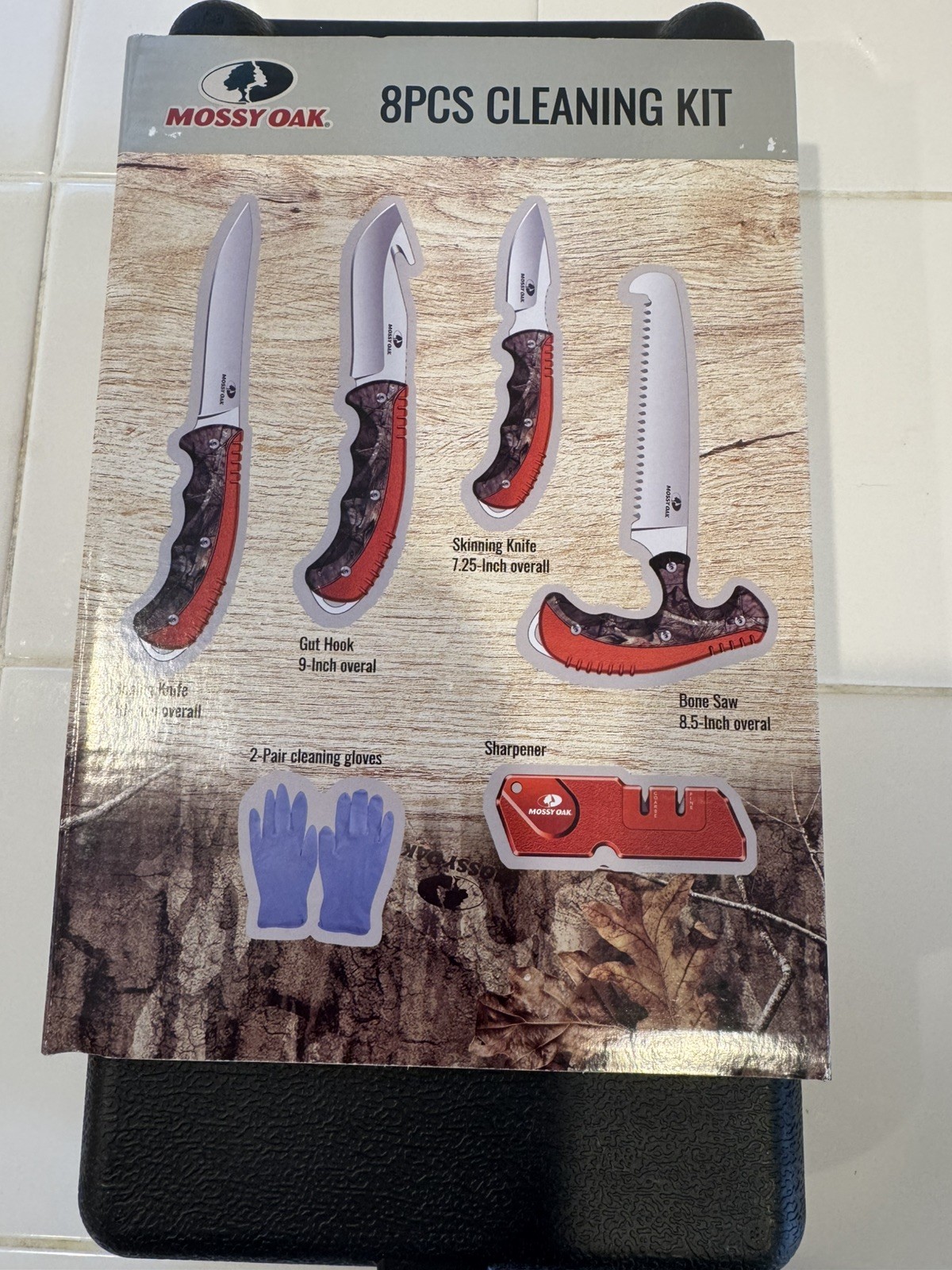 Mossy Oak 8PCS Field Dressing Kit Knives / Saw / Sharpener / Gloves / Carry Case