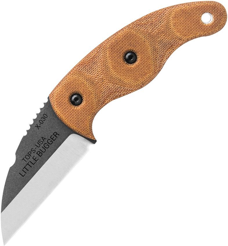TOPS Little Bugger Fixed Knife 1095HC Steel Blade Canvas Micarta – LILB-01