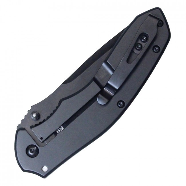 Spring-Assist Folding Knife | Wartech Serrated Black Blade Black Rose EDC