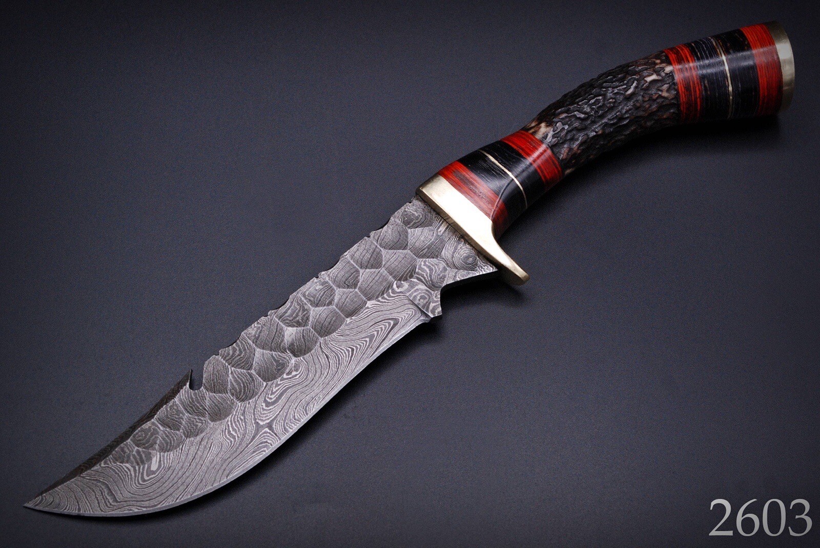 Antique handmade Damascus Knife hunting fixed blade bowie knife stag knives