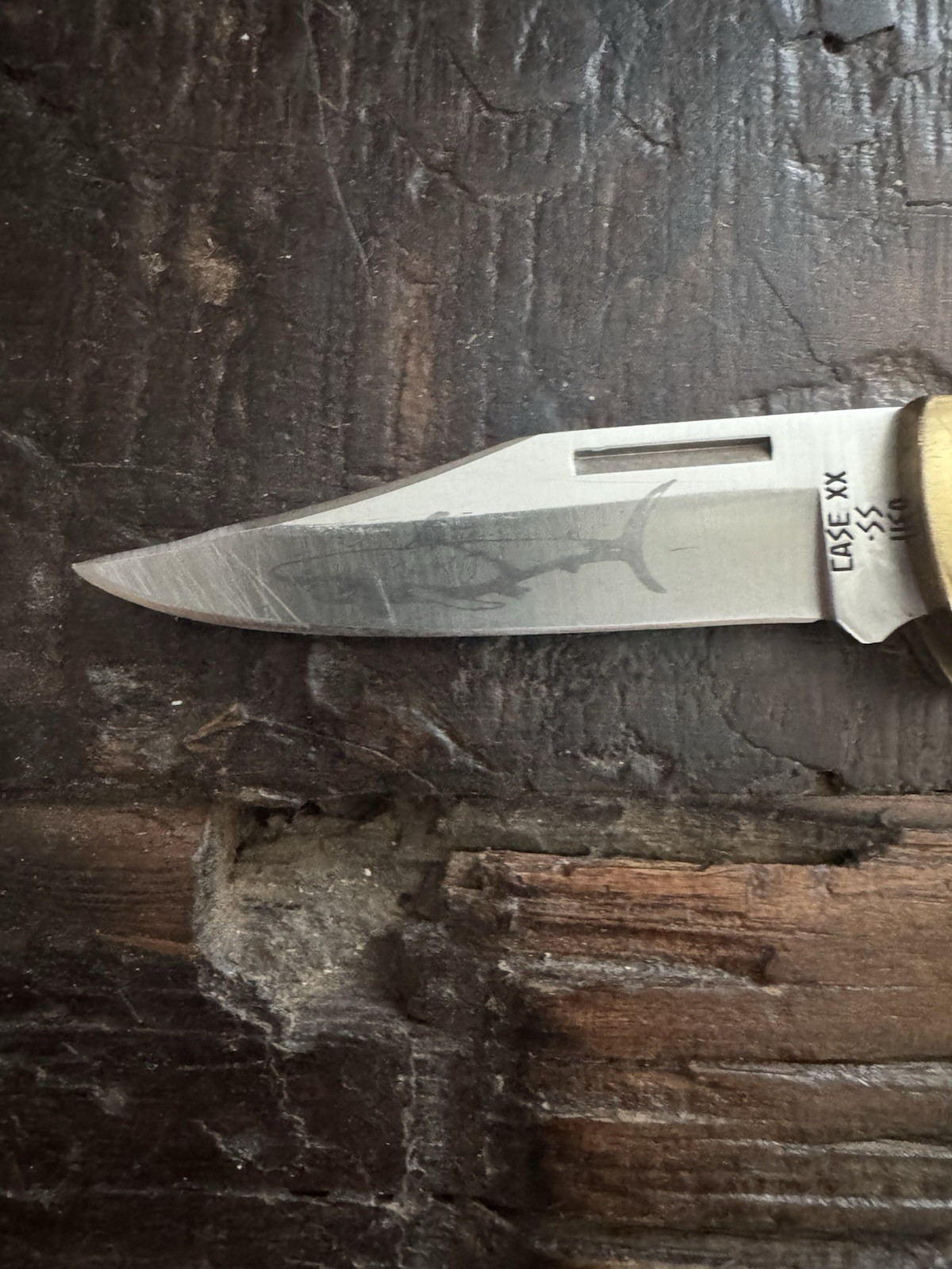 VINTAGE 1989 CASE XX MAKO P158LSSP LOCK BLADE KNIFE WITH LEATHER SHEATH