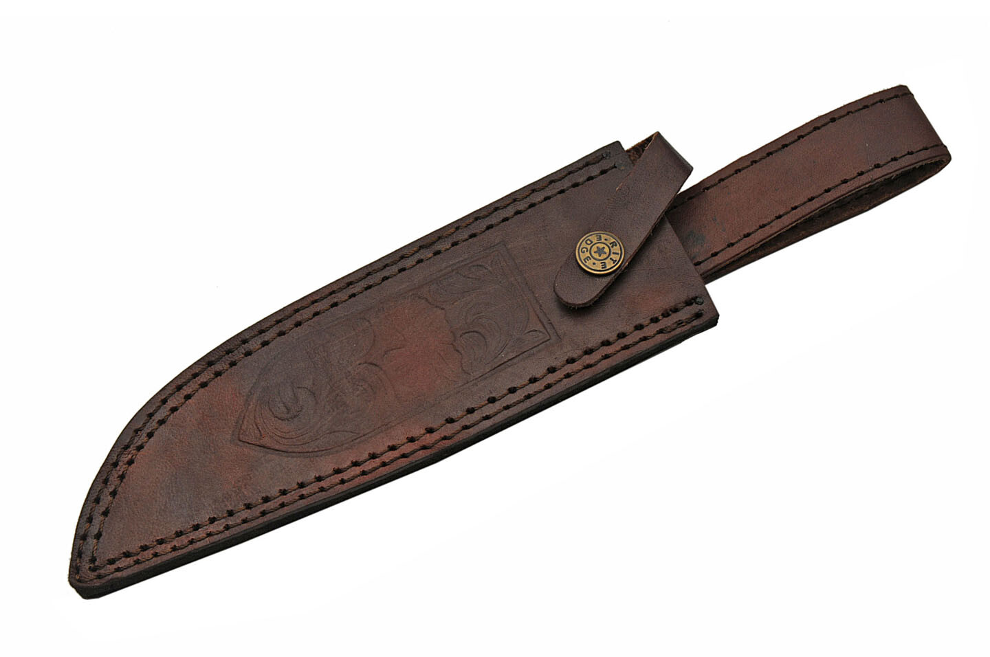 Bowie Knife | Classic 12″ Overall Stacked Leather Handle Silver Blade + Sheath