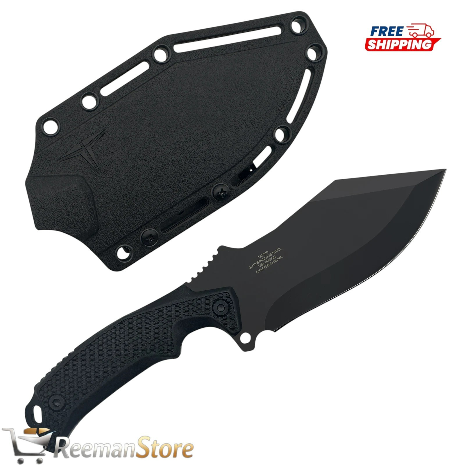 Takumitak Tanto Fixed Blade 9″ Hunting Knife w/ Sheath Molle clip EDC Full Tang