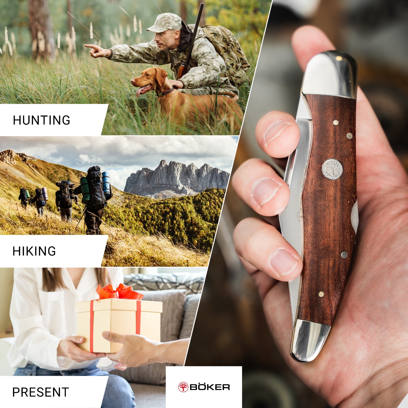 Boker TS 2.0 Folding Hunter One Pocket Knife 3.54″ D2 Blade Wood EDC ✔️ 110871