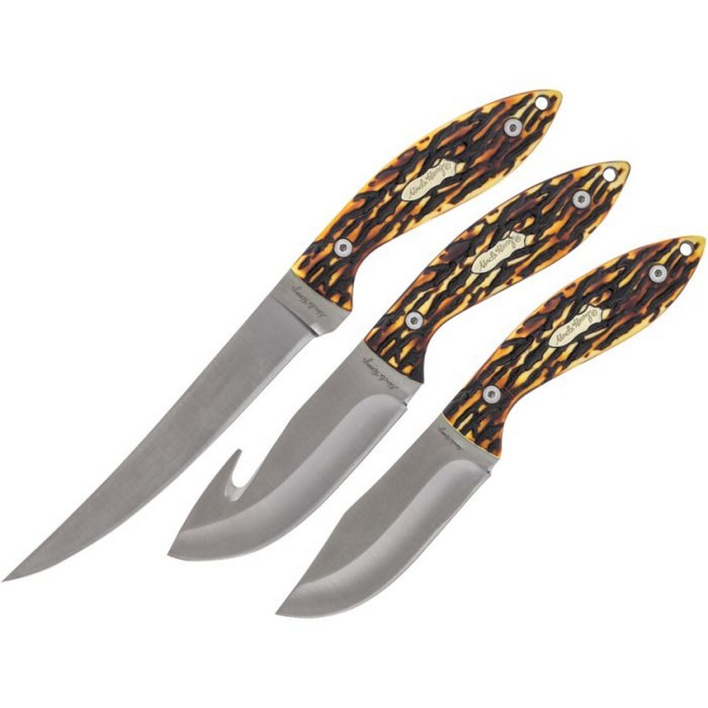Schrade Hunting Set Fixed Knife 3Cr13 Steel Blades Staglon Handles – 1183289