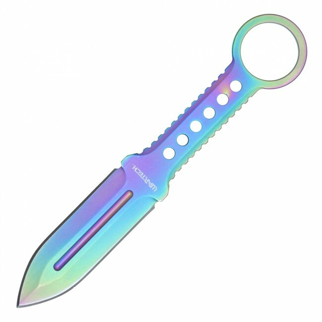 Tactical Knife Wartech 4.25″ Rainbow Double Edge Dagger Blade + Slim Sheath