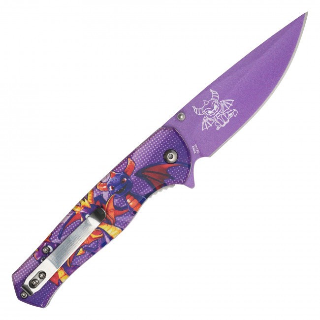 8″ Purple Spyro the Dragon 3-D Printed Graph Spring Assisted Pocket Knife w/clip