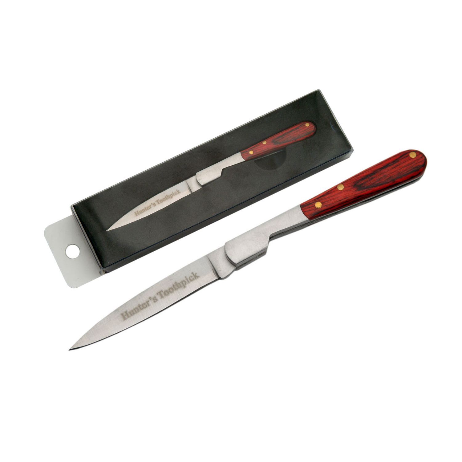 Folding Knife 3in. Closed ‘Hunter Toothpick’ Stainless Steel Blade Wood Handle