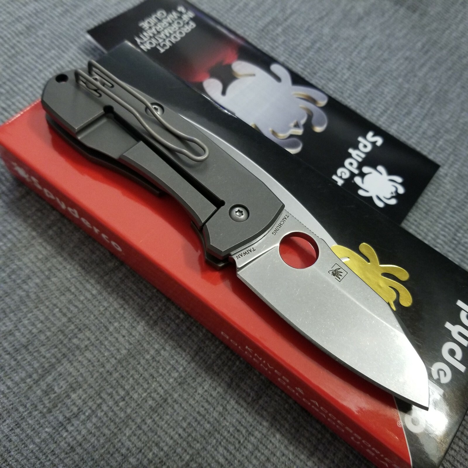 Spyderco Slysz Techno 2 CTS-XHP Stonewashed Blade Titanium Handles C158TIP2