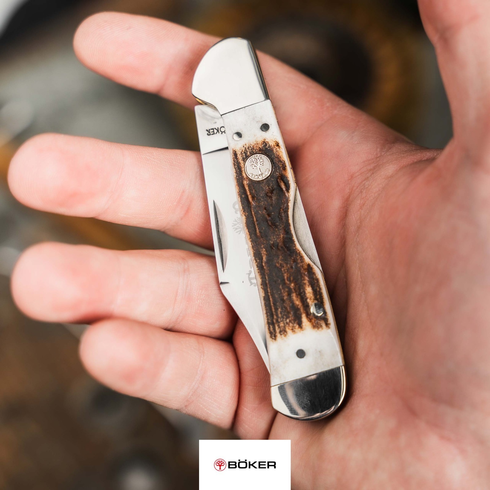 Pocket Knife Boker TS 2.0 Mini Copper Lock Stag 2.63″ D2 Blade Backlock ✔️110872