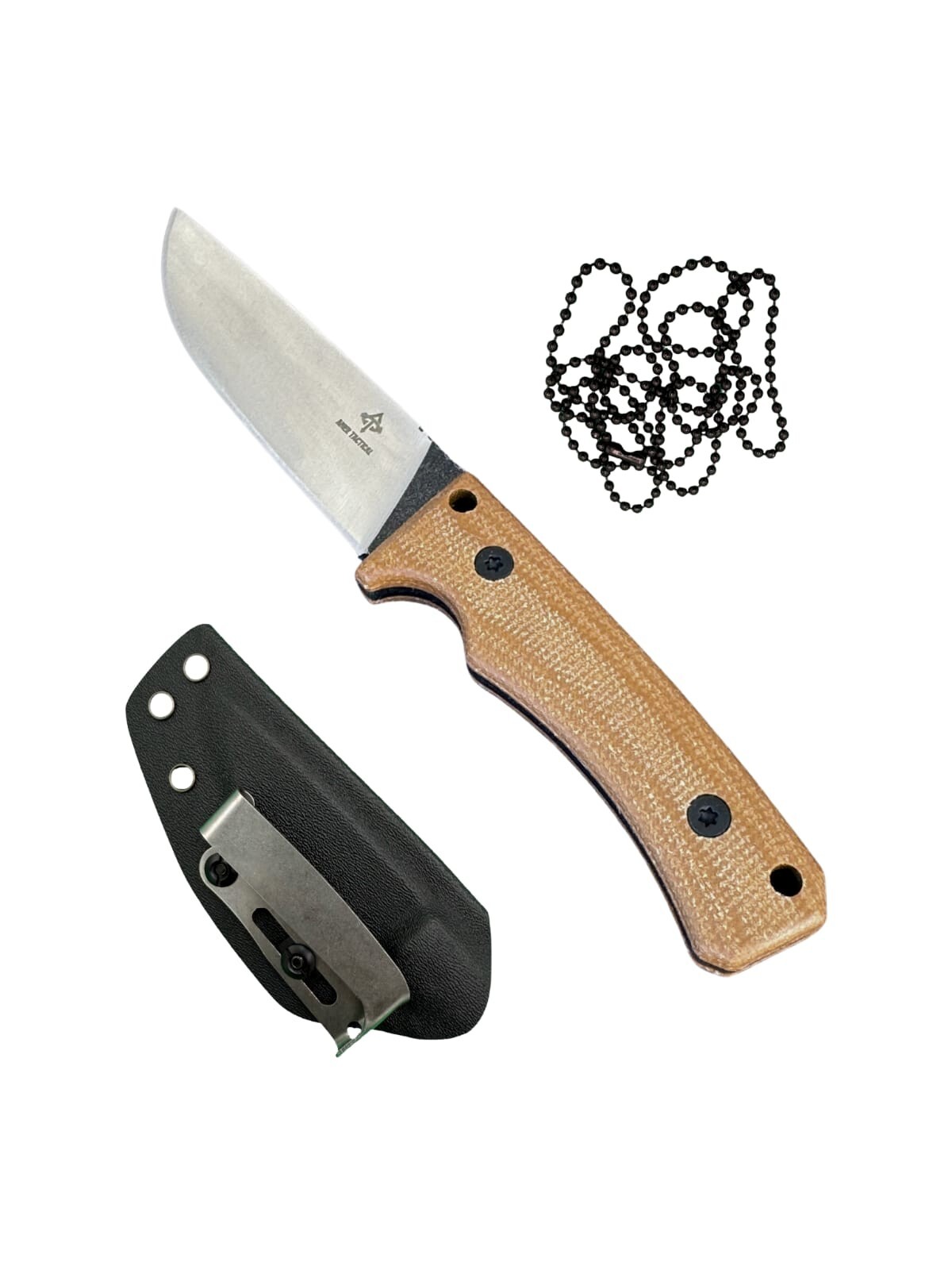 AMER Tactical B-04 Fixed Blade, 3D Micarta Scales, Full Tang, EDC, Neck Knife