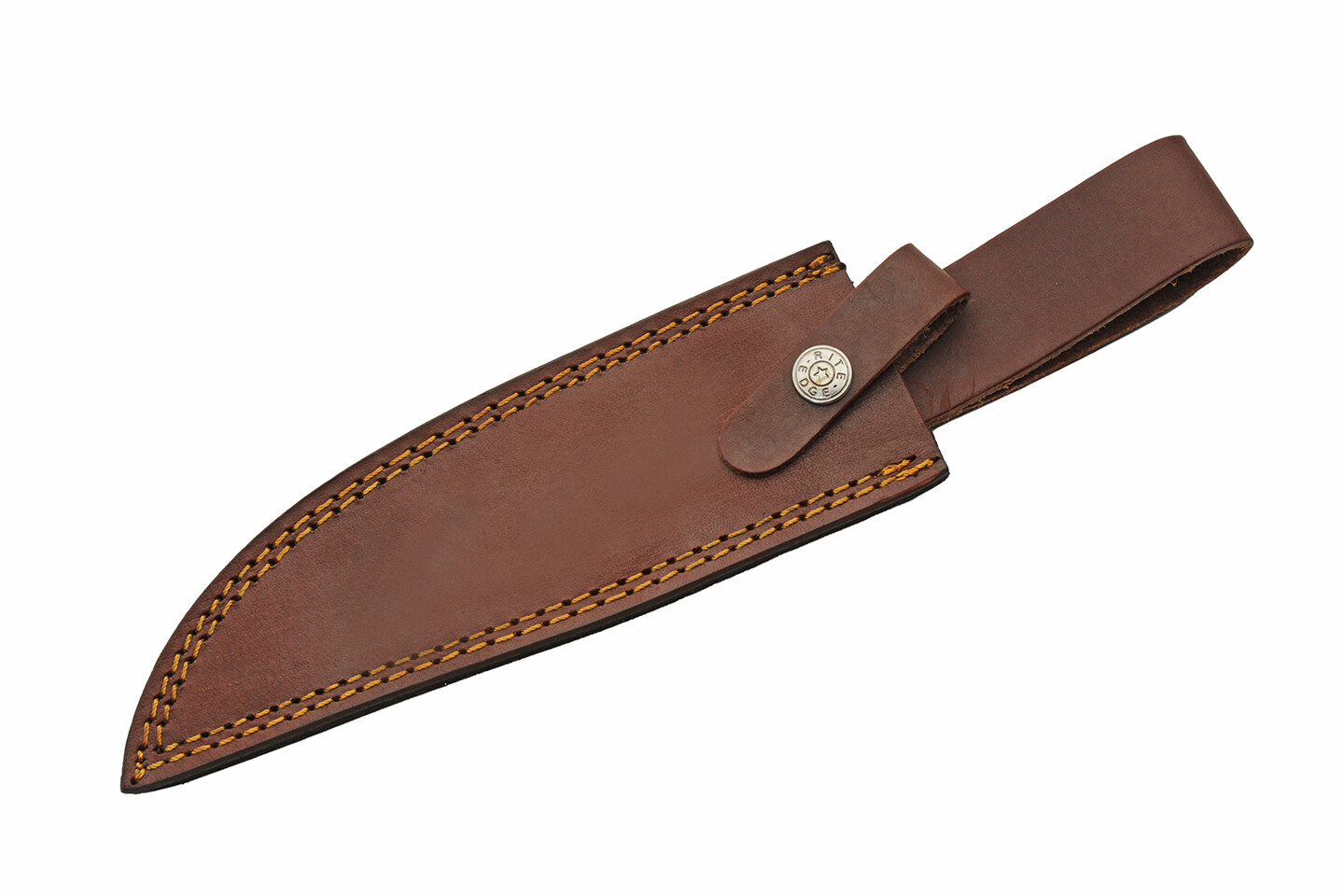 New Bowie Knife Rite Edge Fixed Blade Stacked Leather and Brass Handle w/ Sheath