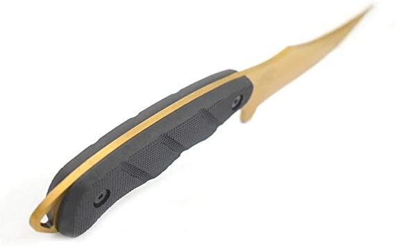 9″ Gold Fixed Blade Full Tang Tactical Knife With ABS Sheath