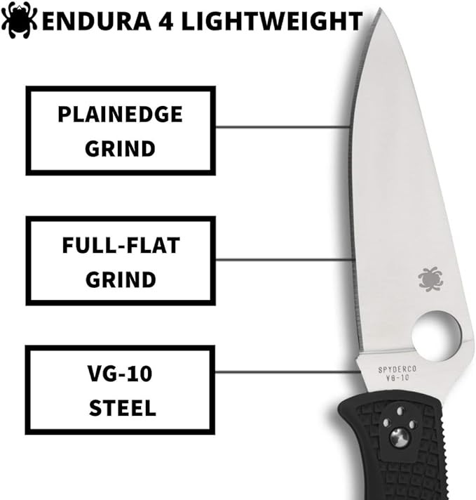 Spyderco ENDURA 4 Black FRN 3.75″ Stainless Blade Folding Pocket EDC – C10PBK