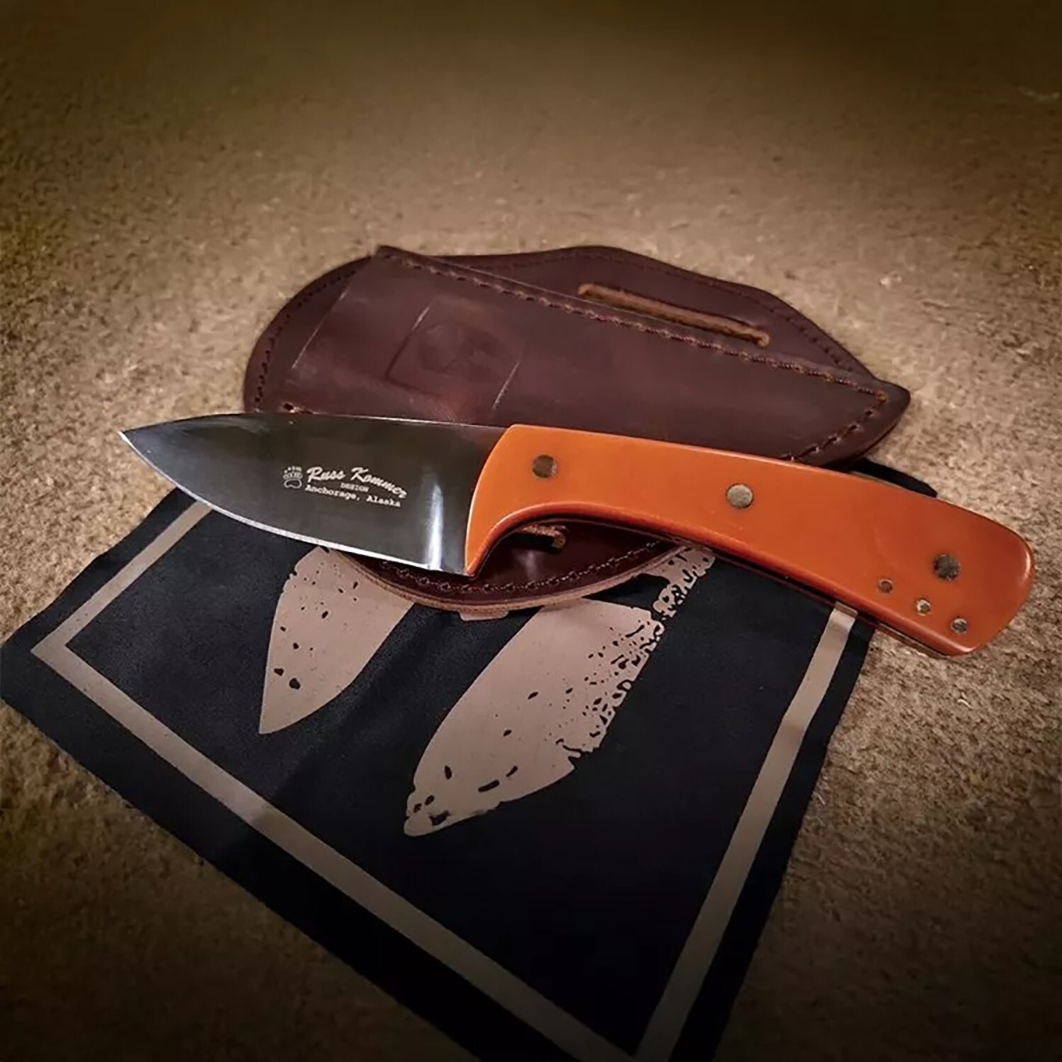 BattlBox Ketchikan By Ross Kommer D2 Steel Fixed Blade Top Grain Leather Sheath