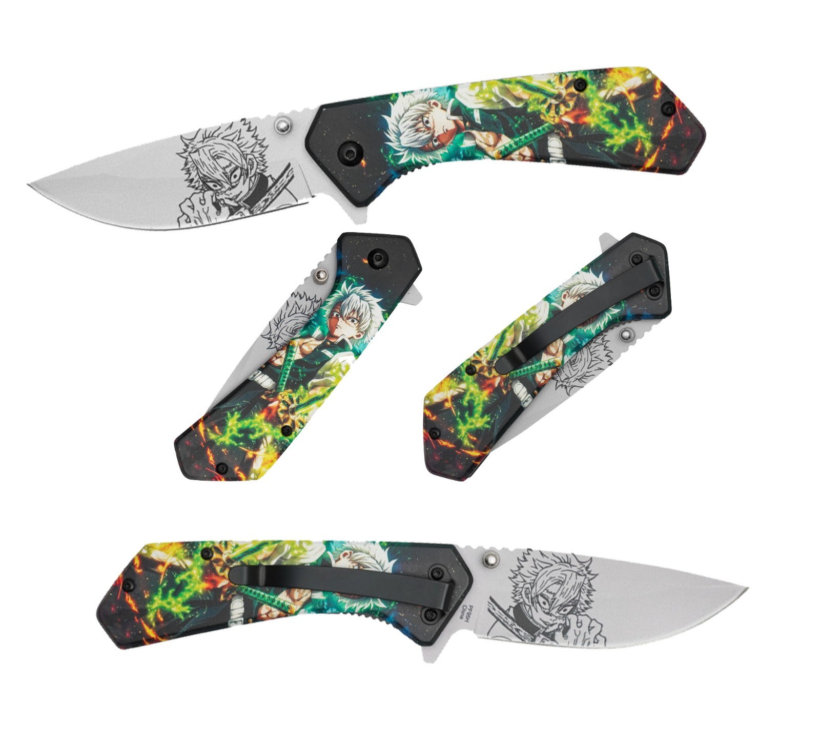 7.75” Demon Slayer Kimetsu no Yaiba Sanemi 3-D Printed Graphic Spring Assisted