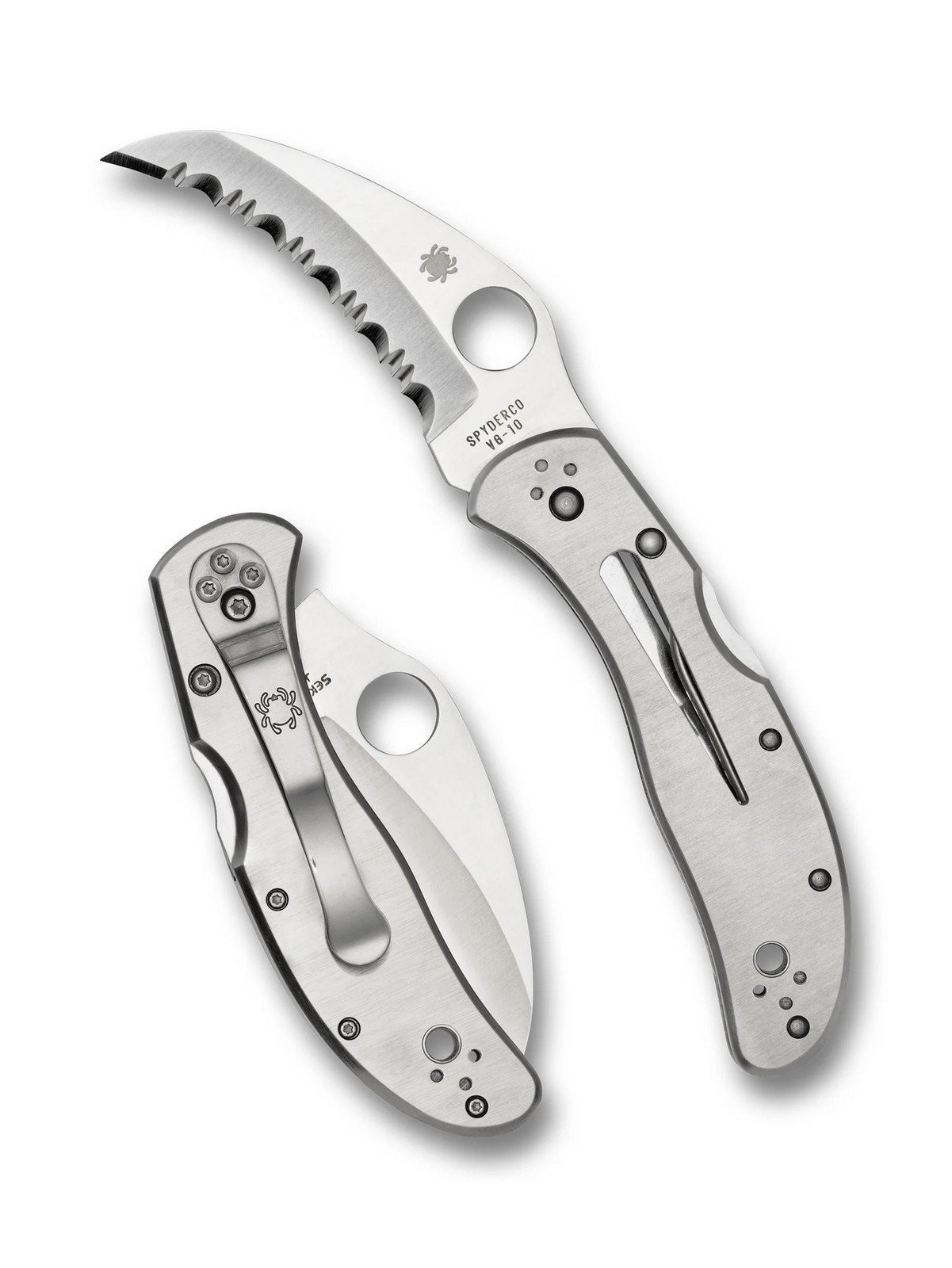 Spyderco Harpy Clipit Pocket Knife VG-10 Steel Blade Stainless Handle – C08P