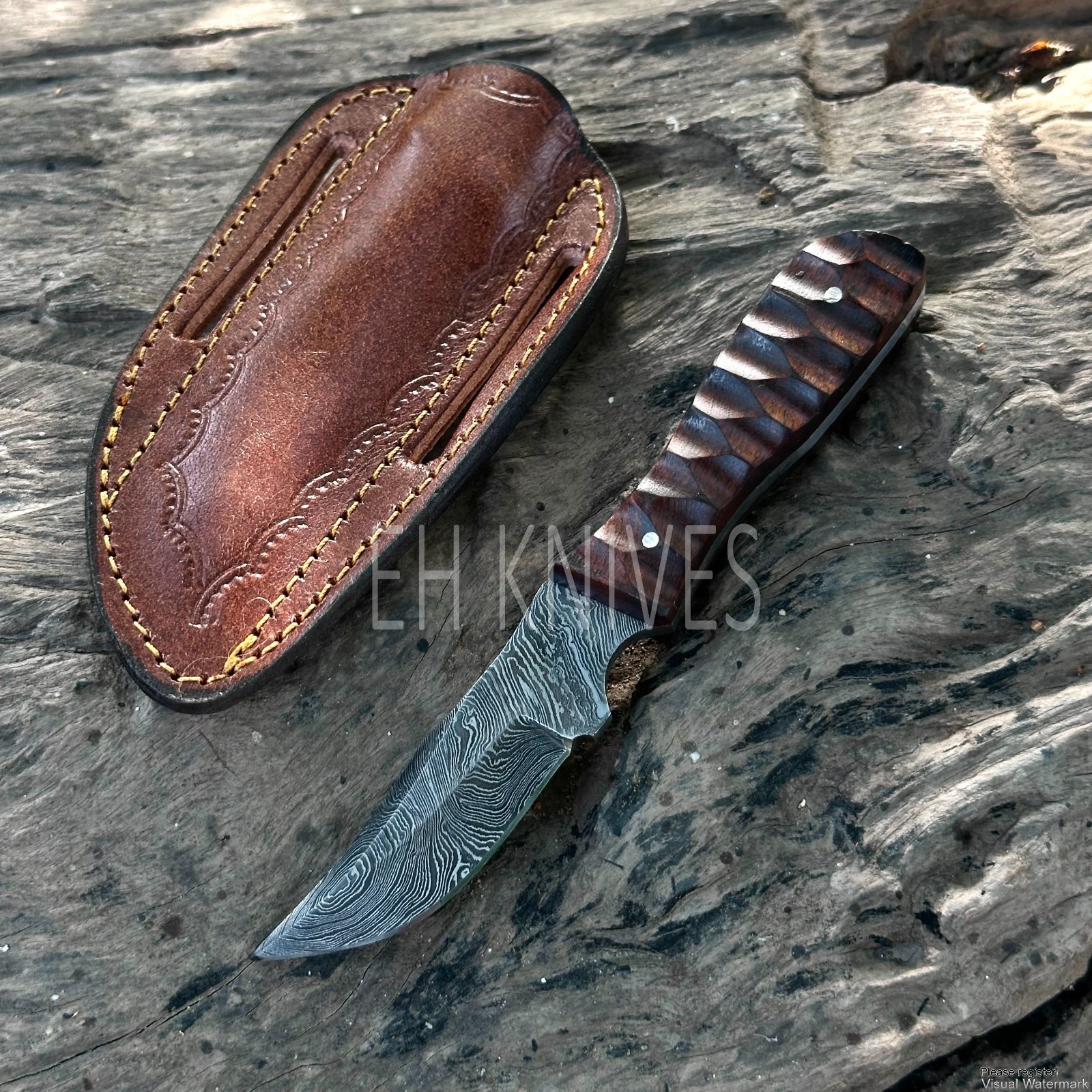 Razor Sharp Damascus Steel Skinner – Fixed Blade Outdoor Hunting Knife