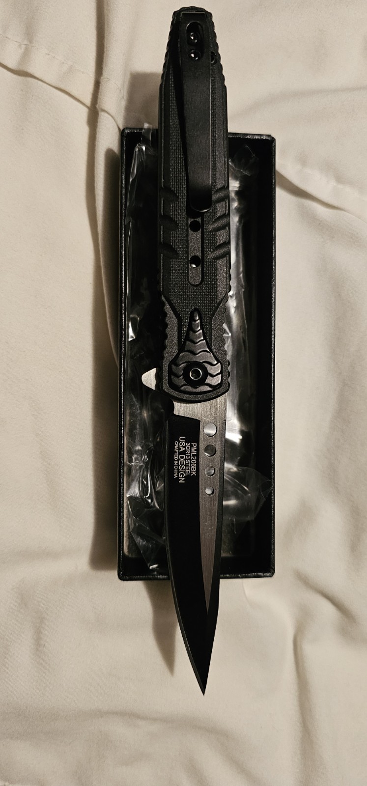 Elite PMJ206BK 3Cr13 Steel Straight Edge Hunting Knife Black Metal Handle