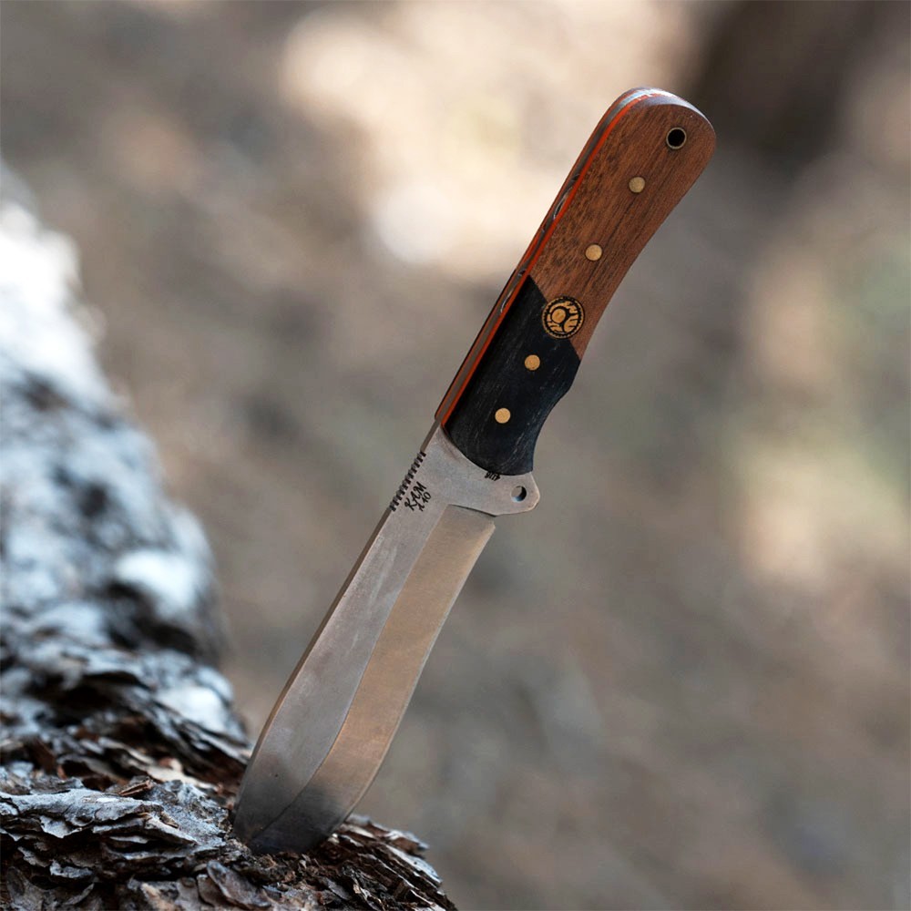 Kam Knife – A40 – 4116 Steel – Maun Wood Black and Brown Handle – Fixed Blade