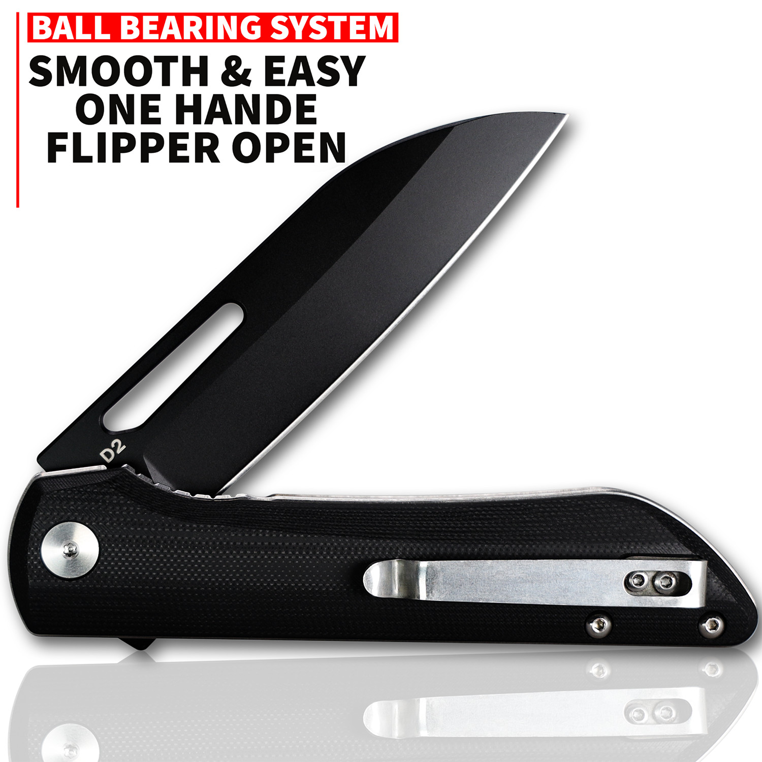 Oerla Pocket Folding Knife Medium Size D2 High Carbon Steel Flipper Knives