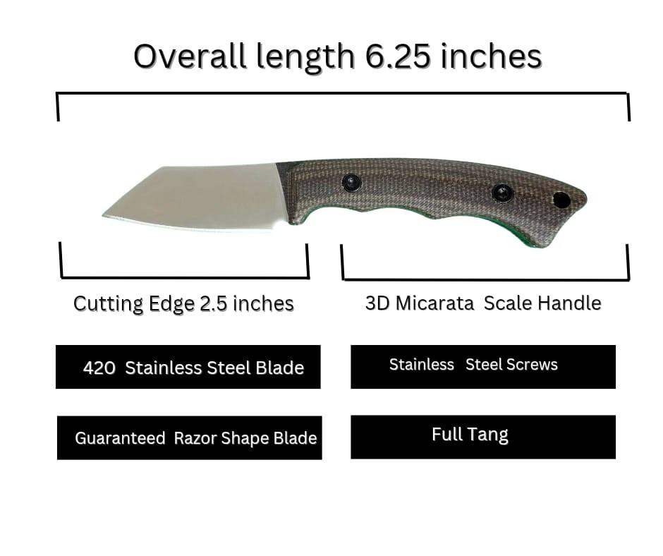 B-14 Full Tang, 3D Micarta Scales, EDC With Kydex Sheath for Hunting and Outdoor