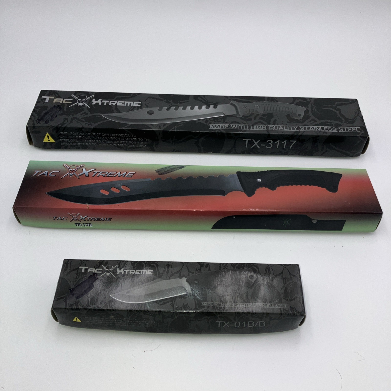 3 TAC XTREME Knife Lot. 8.5”#TX-01B , 15”#TX-17B, 15.5” #TX-3117 Unused IN BOX