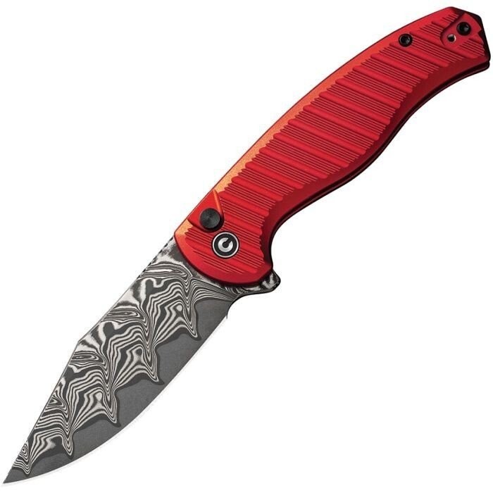 Civivi Stormhowl Folding Knife Damascus Blade Red Aluminum Handle – C23040B-DS1