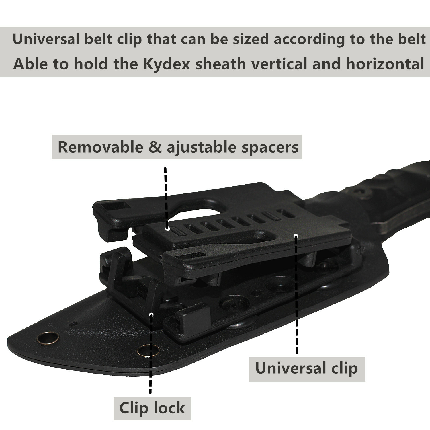 OERLA Outdoor Duty Fixed Blade Knife with Glass-Filled Handle and Kydex Sheath