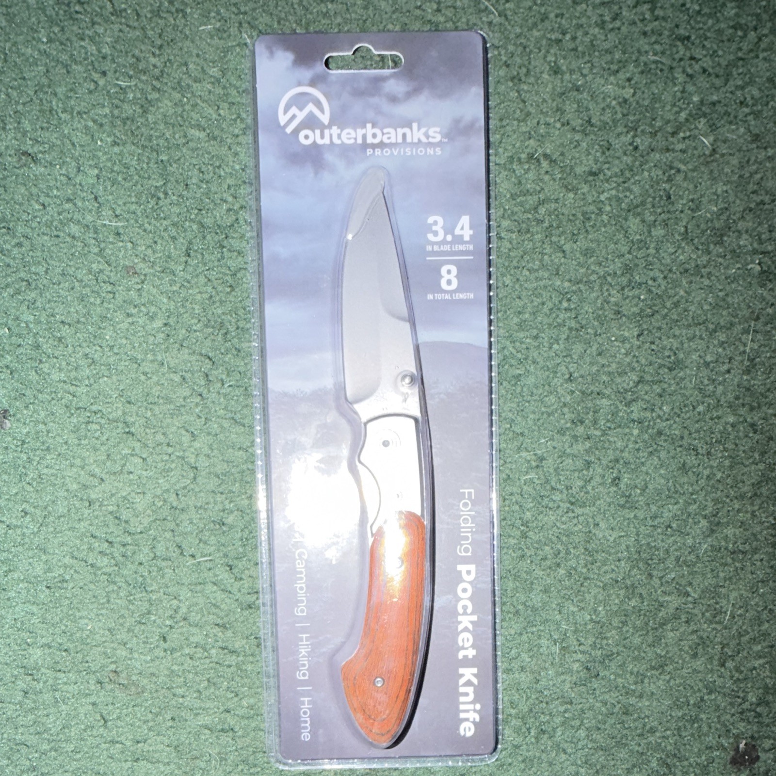 Outerbanks Provisions Pocket Knife 3.4in SS Blade Wood Handle Lock