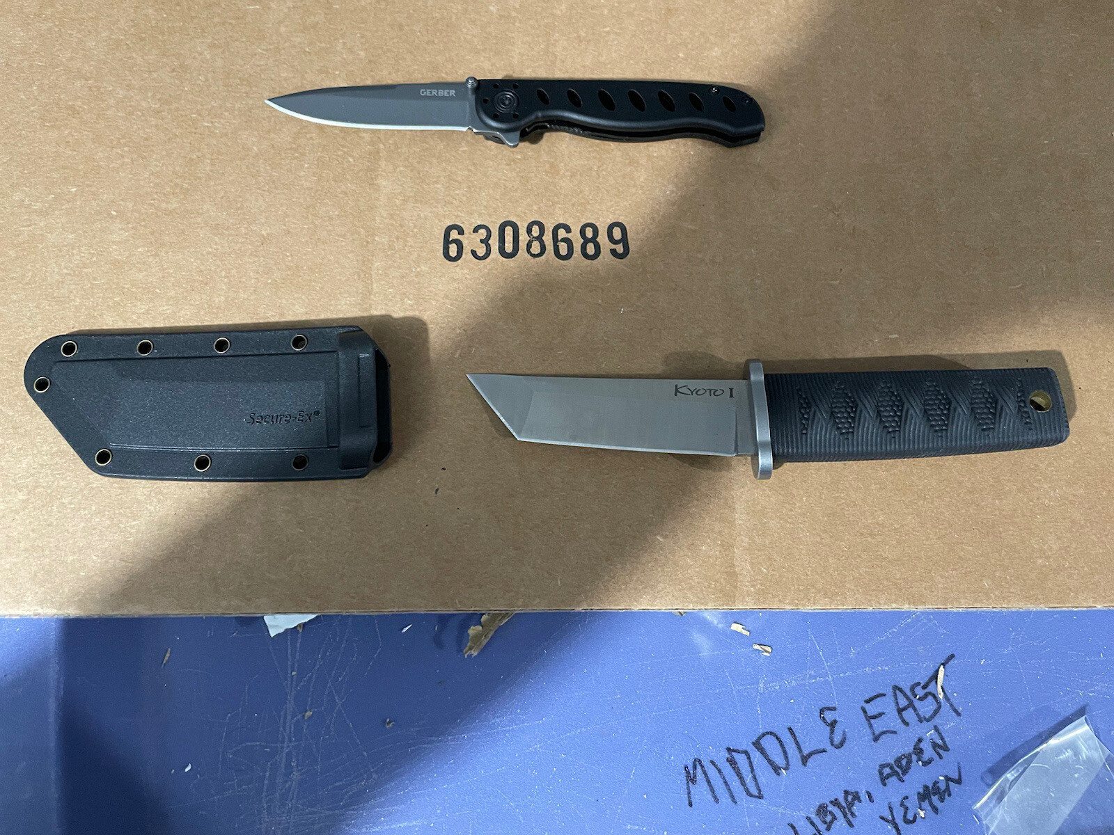 Cold Steel Kyoto I Black Kray-Ex 8Cr13MoV Tanto Knife AND Gerber Evo Mini