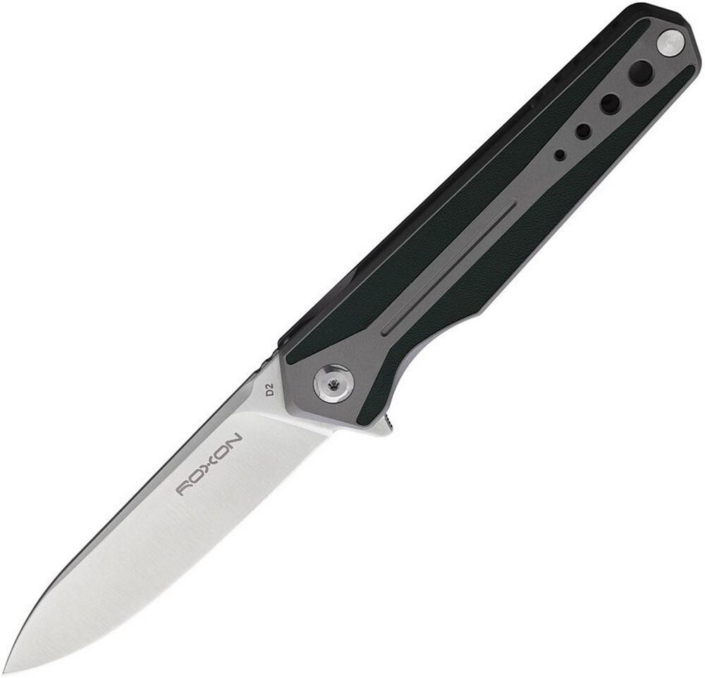 ROXON K1 Liner Lock Folding Knife D2 Tool Steel Blade Titanium Handle – K1D2GRN