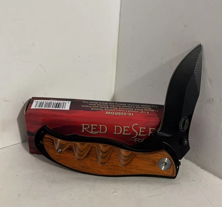 Frost Cutlery 16-028RDW Red Desert III Black/Silver Stainless Steel 8″ Pkt knife