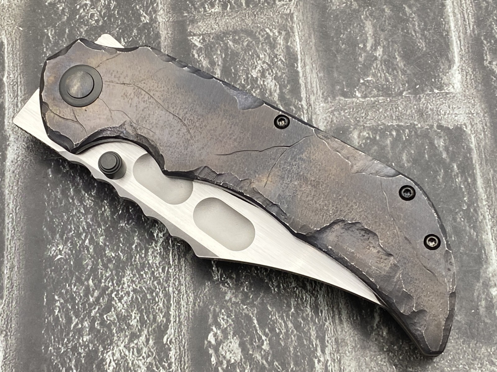 BabyO-M390-Engrave-TI Folding Knife M390 Blade Titanium Handle Pocket Knife