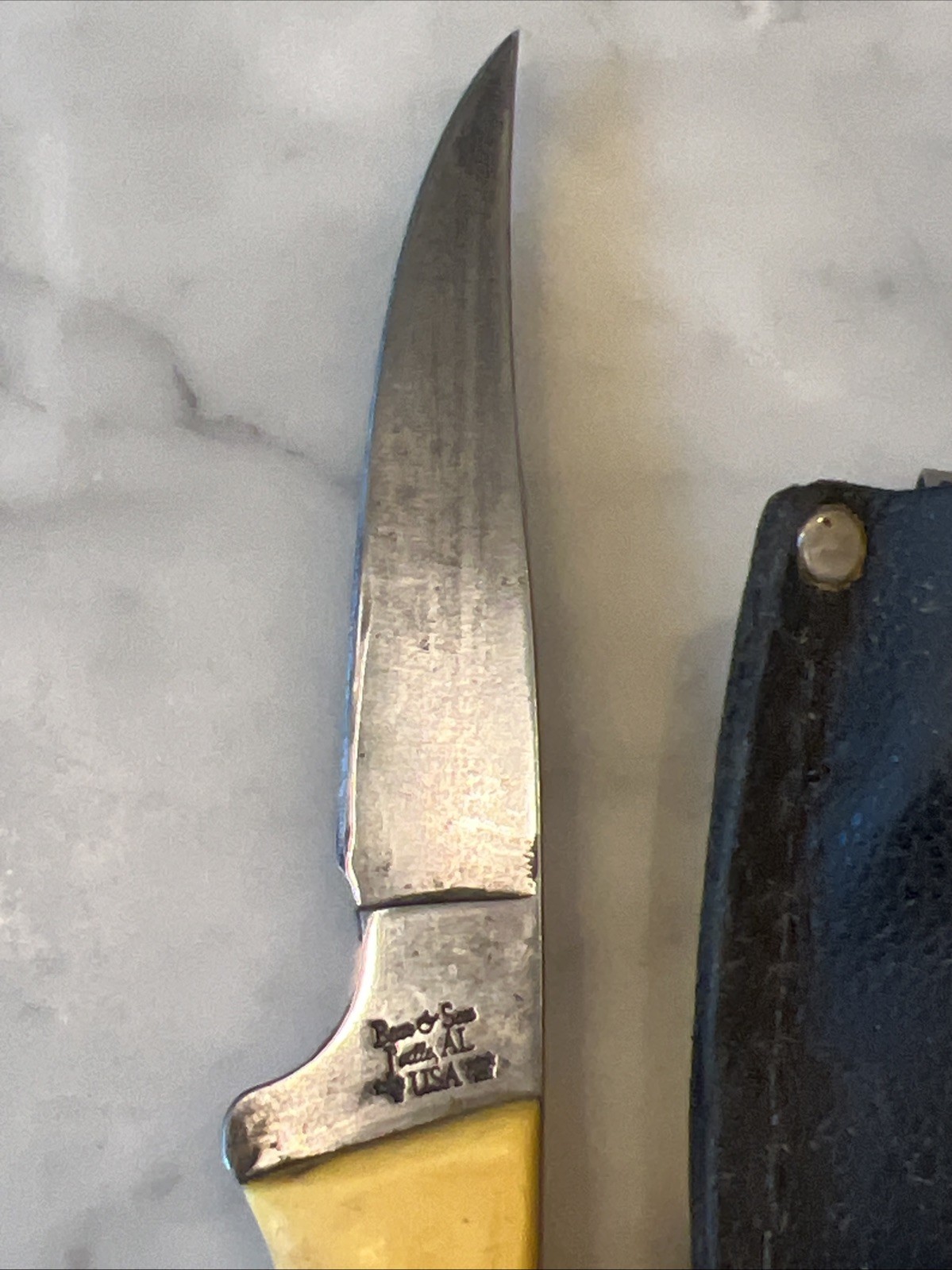 Bear and Son USA Yellow Delrin Bird and Trout Knife 3.5’ Blade