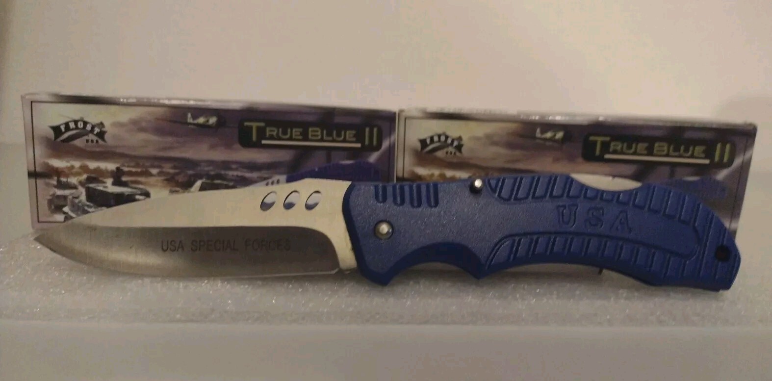 New Frost Cutlery TRUE BLUE II Folding Lock Stainless Steel Blade Knife