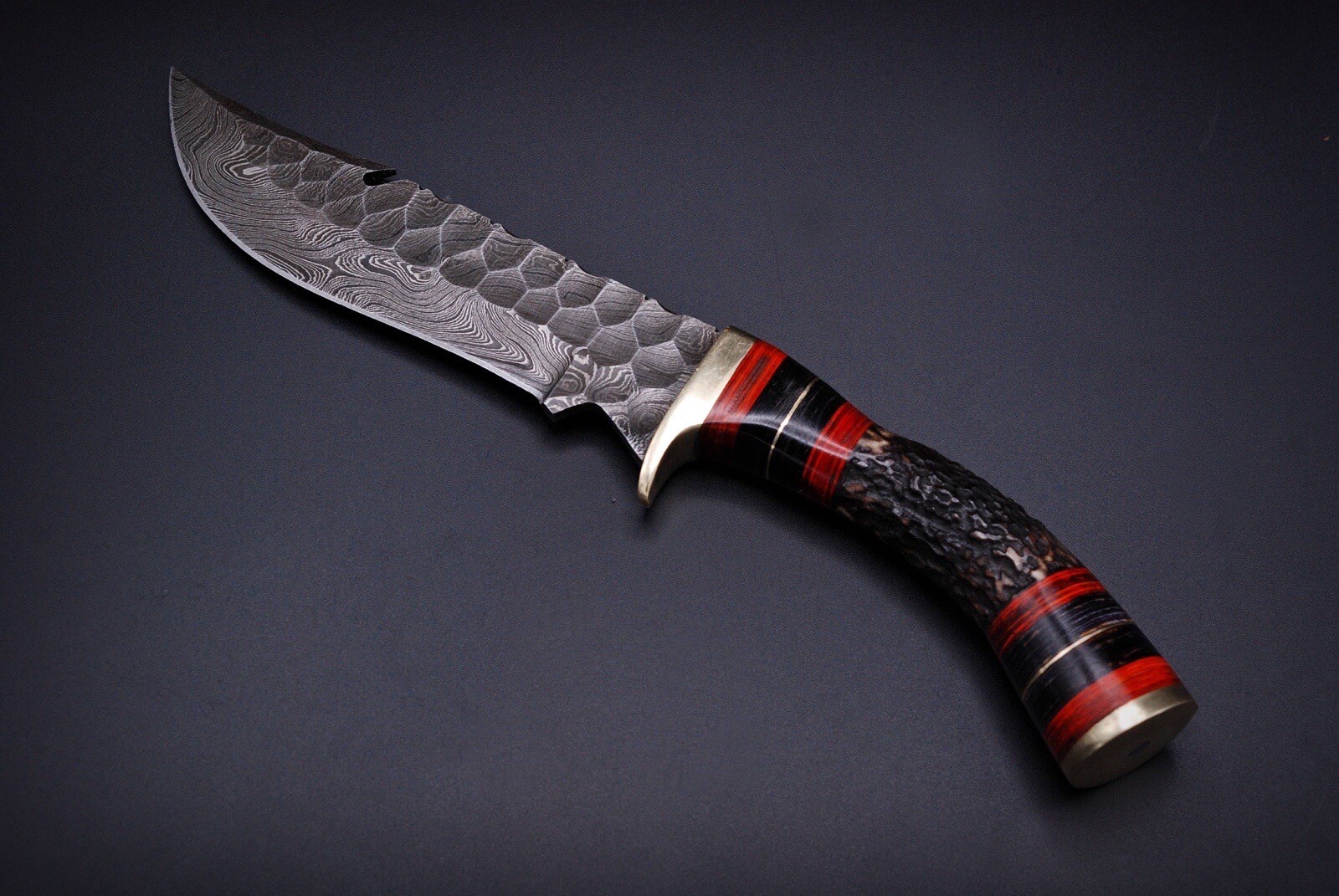 Antique handmade Damascus Knife hunting fixed blade bowie knife stag knives