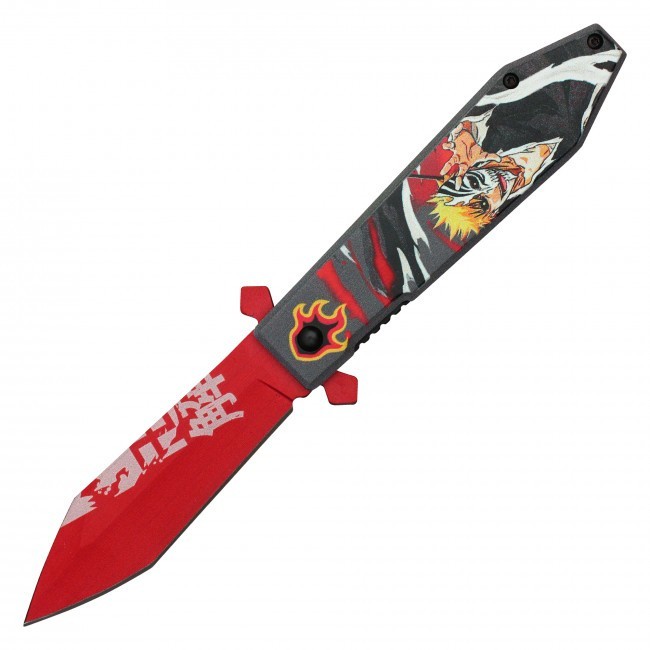 8” Bleach Ichigo Kurosaki 3-D Printed Graphic Spring Assisted Pocket Knife