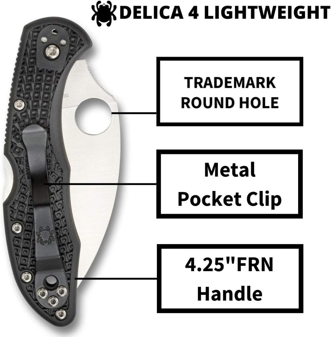 Spyderco Delica 4 Wharncliffe Folding Knife with Full-Flat Ground Steel Blade