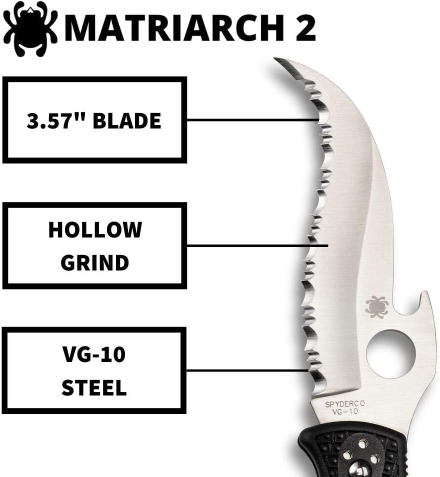 Spyderco Matriarch 2 VG-10 Steel 3.57″ SpyderEdge Folding Pocket Knife C12SBK2W