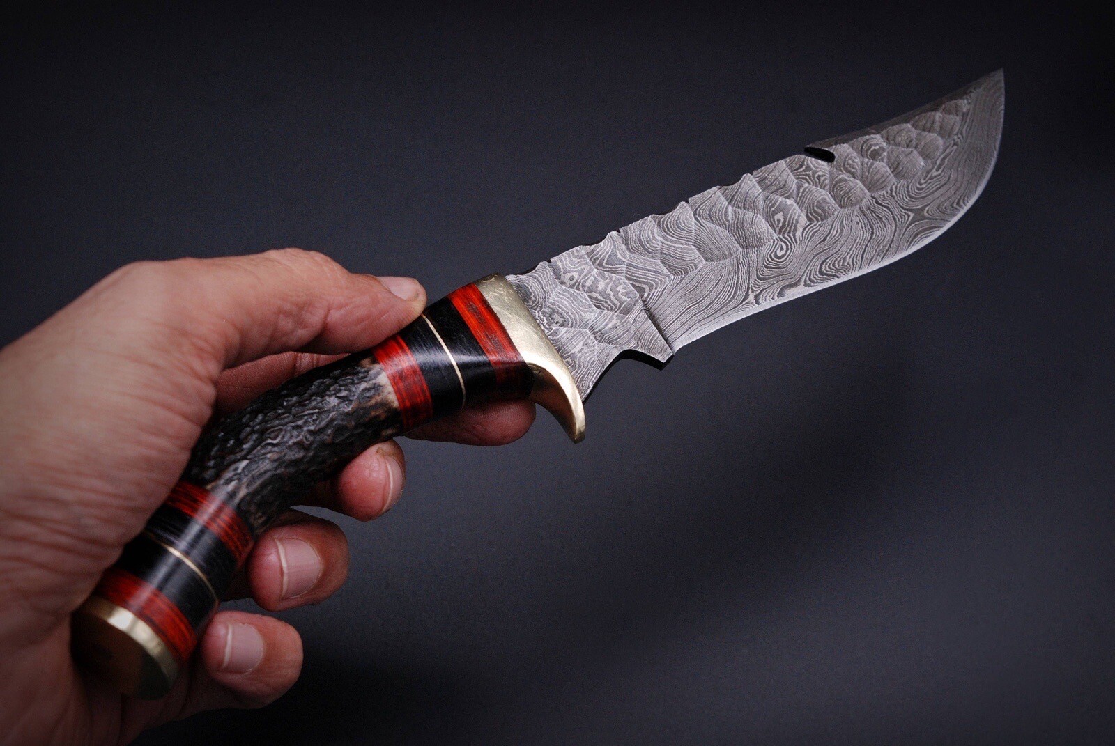 Antique handmade Damascus Knife hunting fixed blade bowie knife stag knives