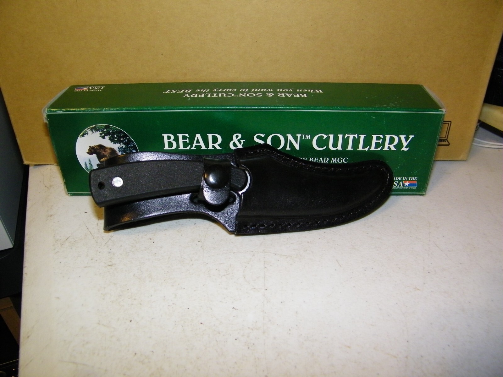 Bear & Son Cutlery Black Zytel Upswept Fixed Blade Knife 7 1/8″ Overall 3 1/2″