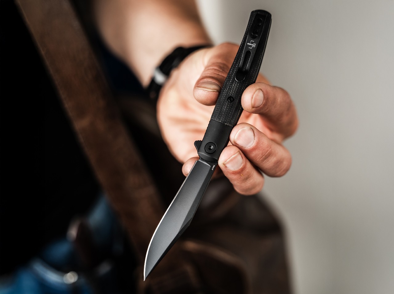 BOKER PLUS Modern Stockman EDC Folding Knife Nitro-V Micarta Clip Black 01BP0034