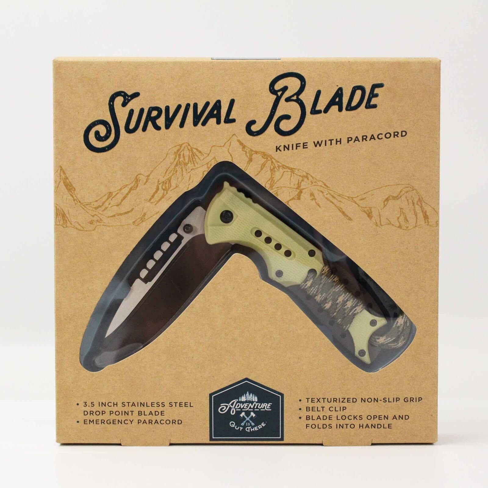 Adventure Survival Blade Stainless Steel Locking Knife Paracord & Belt Clip New