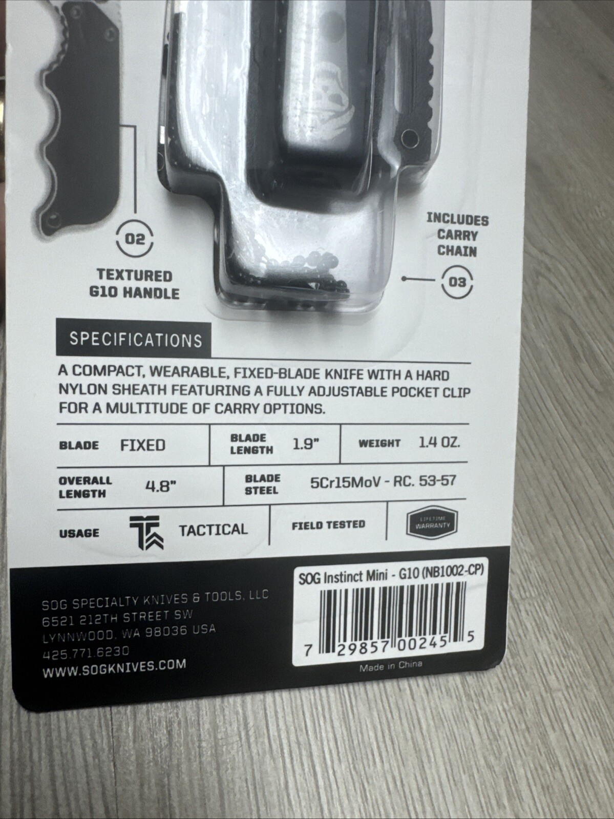 SOG Instinct Mini Knife 1.9″ Satin Plain Edge G10 Handles w/ Sheath – NB1002-CP