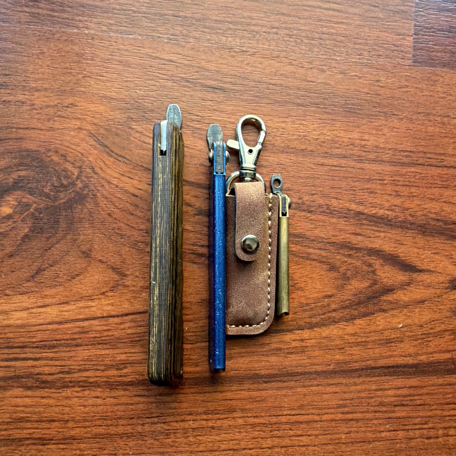 Higonokami Pocketknife Lot of 3, Stainless Straight Edge, Wood Handle