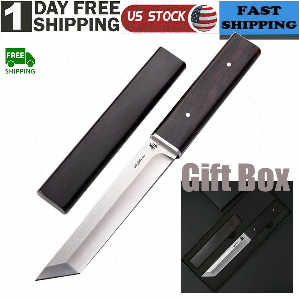 Hunting Knife Tactical Japanese Short Sword Katana Army D2 Steel Blade Sharp US