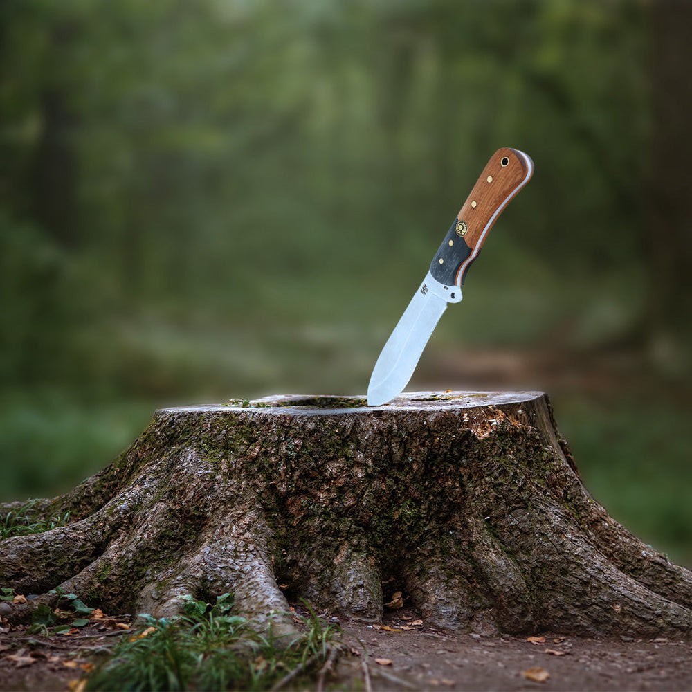 Kam Knife – A40 – 4116 Steel – Maun Wood Black and Brown Handle – Fixed Blade