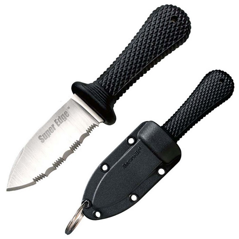 Cold Steel 42SS Super Edge 2″ Fixed Blade Neck Knife w/ Black Kray-Ex Handle