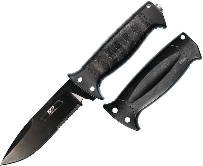 Smith & Wesson GripSwap Fixed Knife Steel Full Blade Black Rubber Handle 1085886